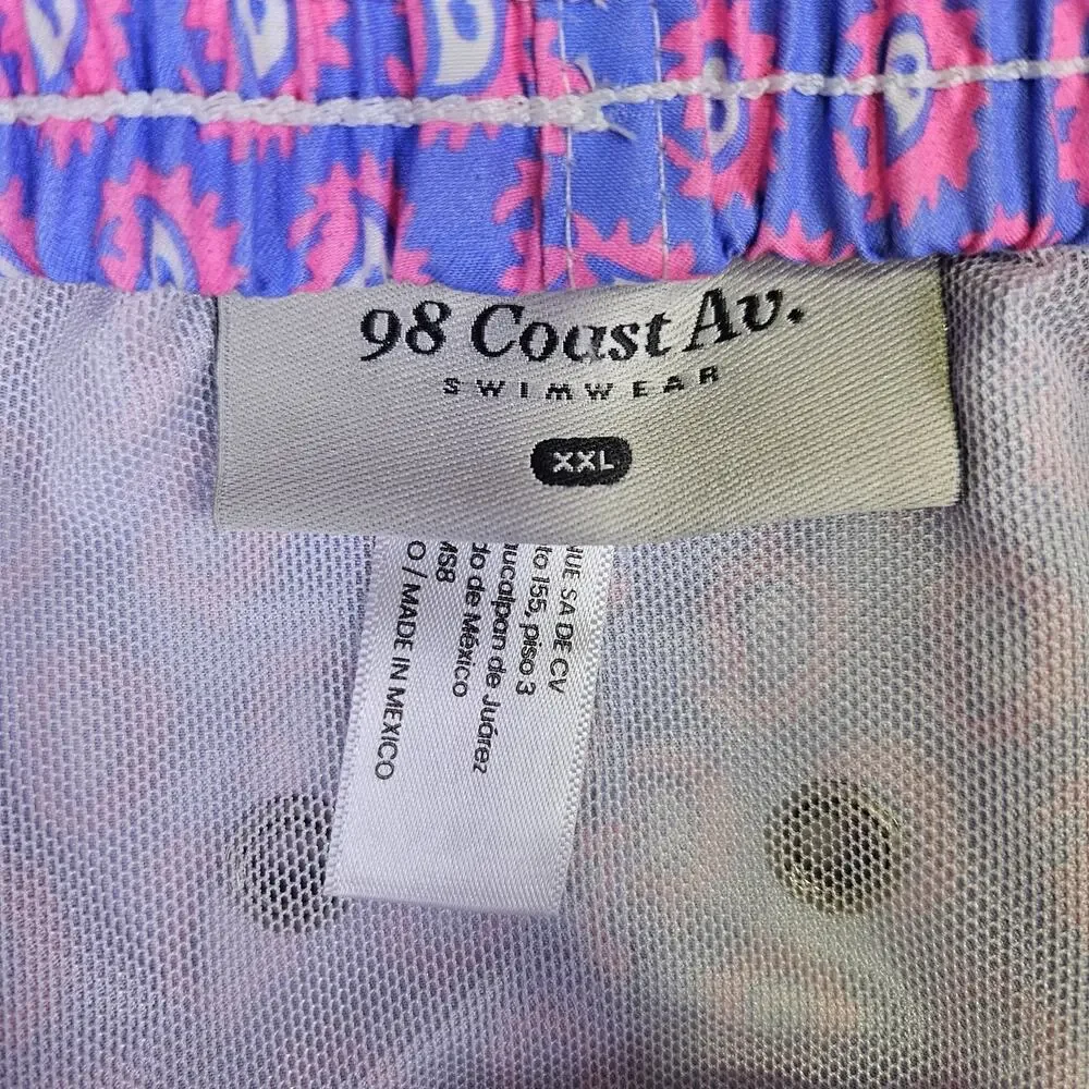 98 Coast Av Mens XXL Swim Trunk Electric Pink Vacation Beach Pocket Liner Shorts